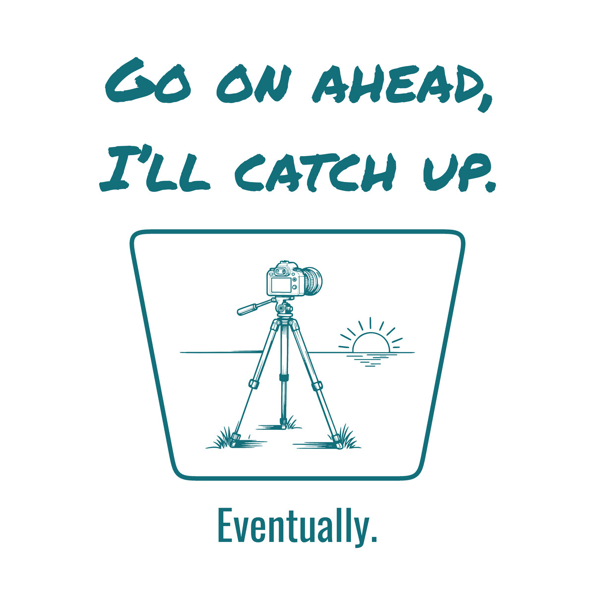 Camera on a Tripod Facing a Sunset, Funny Gift for Photographers