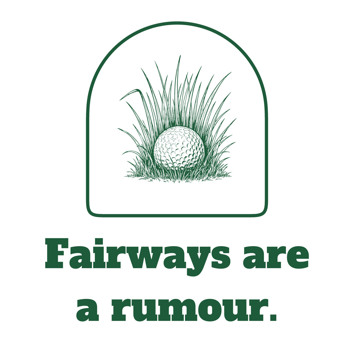 Golf Ball Nestled in Tall Rough Grass, Funny Gift for Golfers