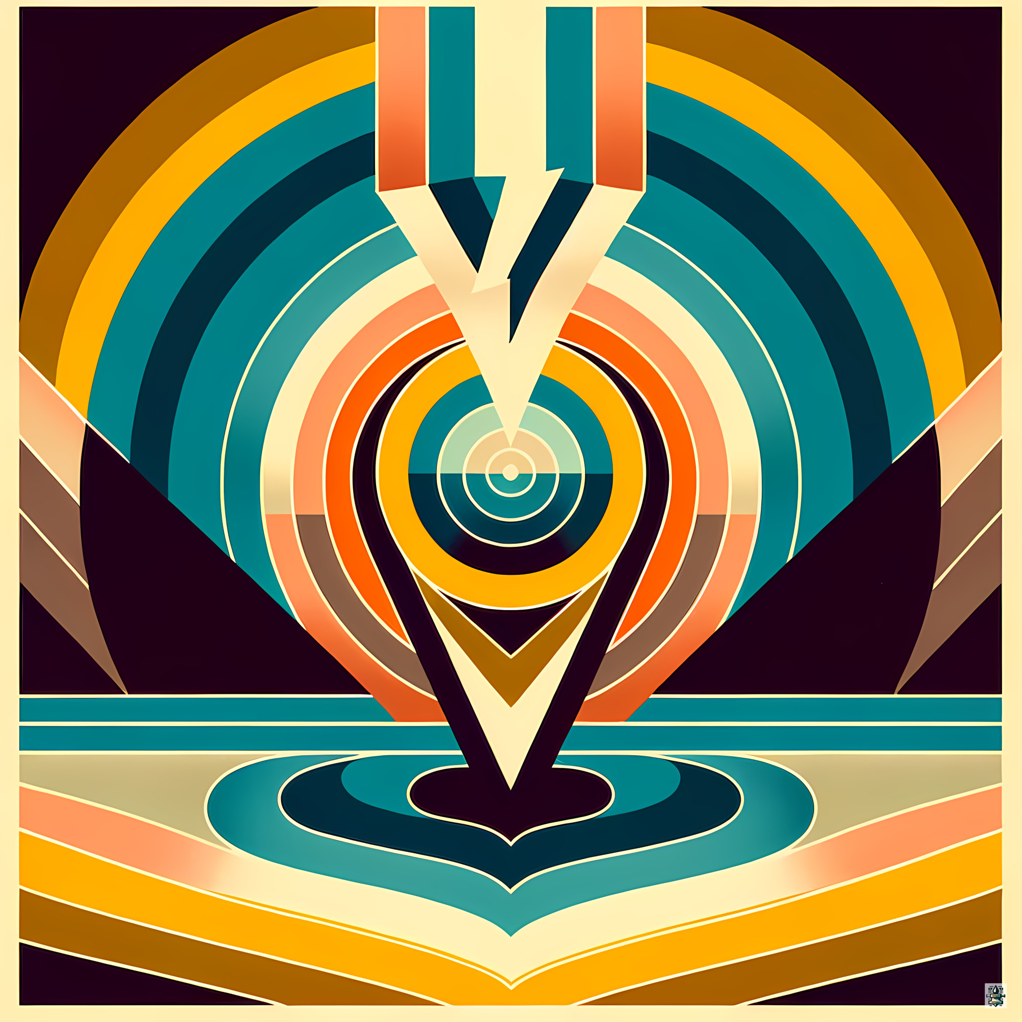 Geometric Letter V Concentric Circles
