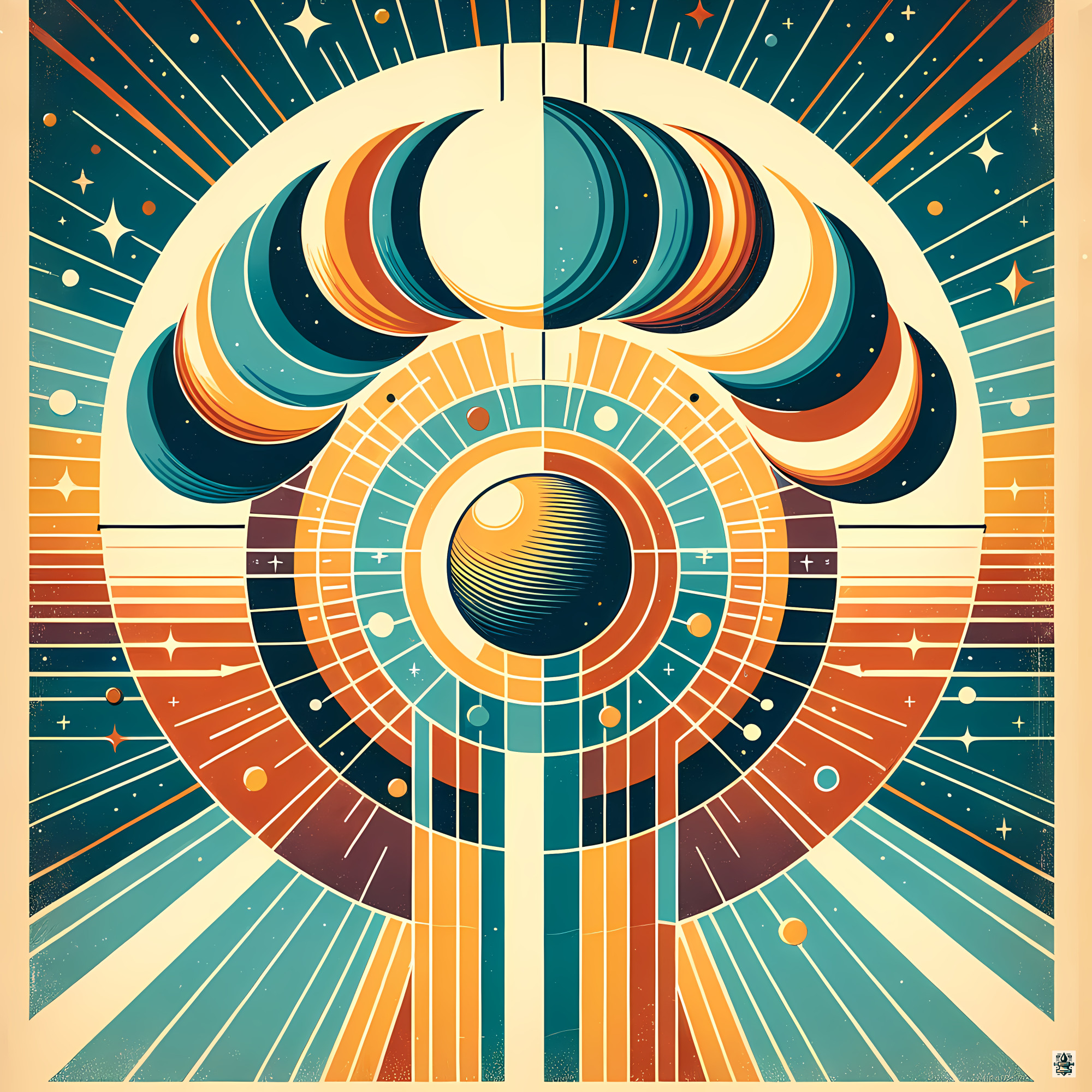 Geometric Moon Phases Celestial Circle