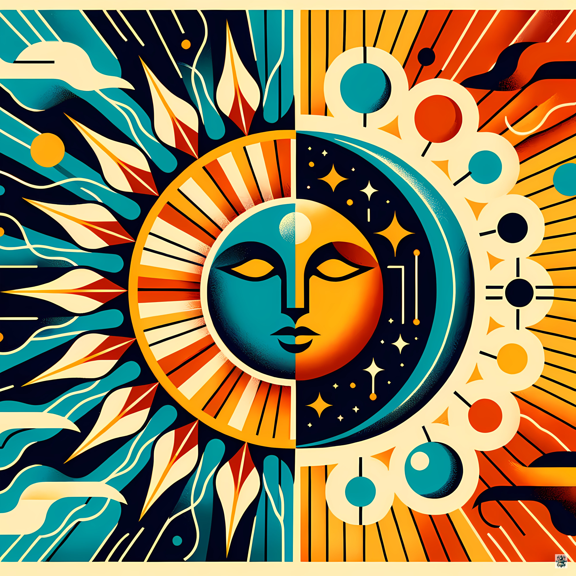 Celestial Sun Moon Face Geometry