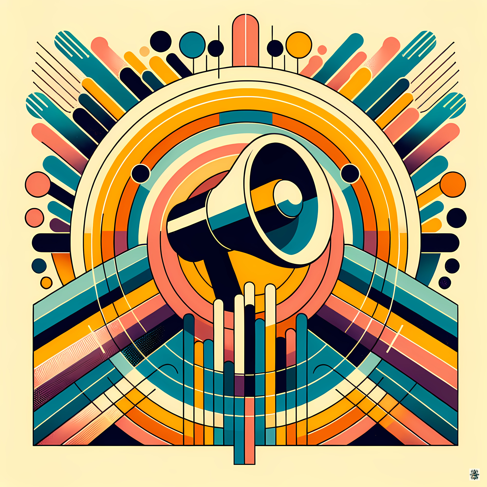 Retro Geometric Megaphone Burst
