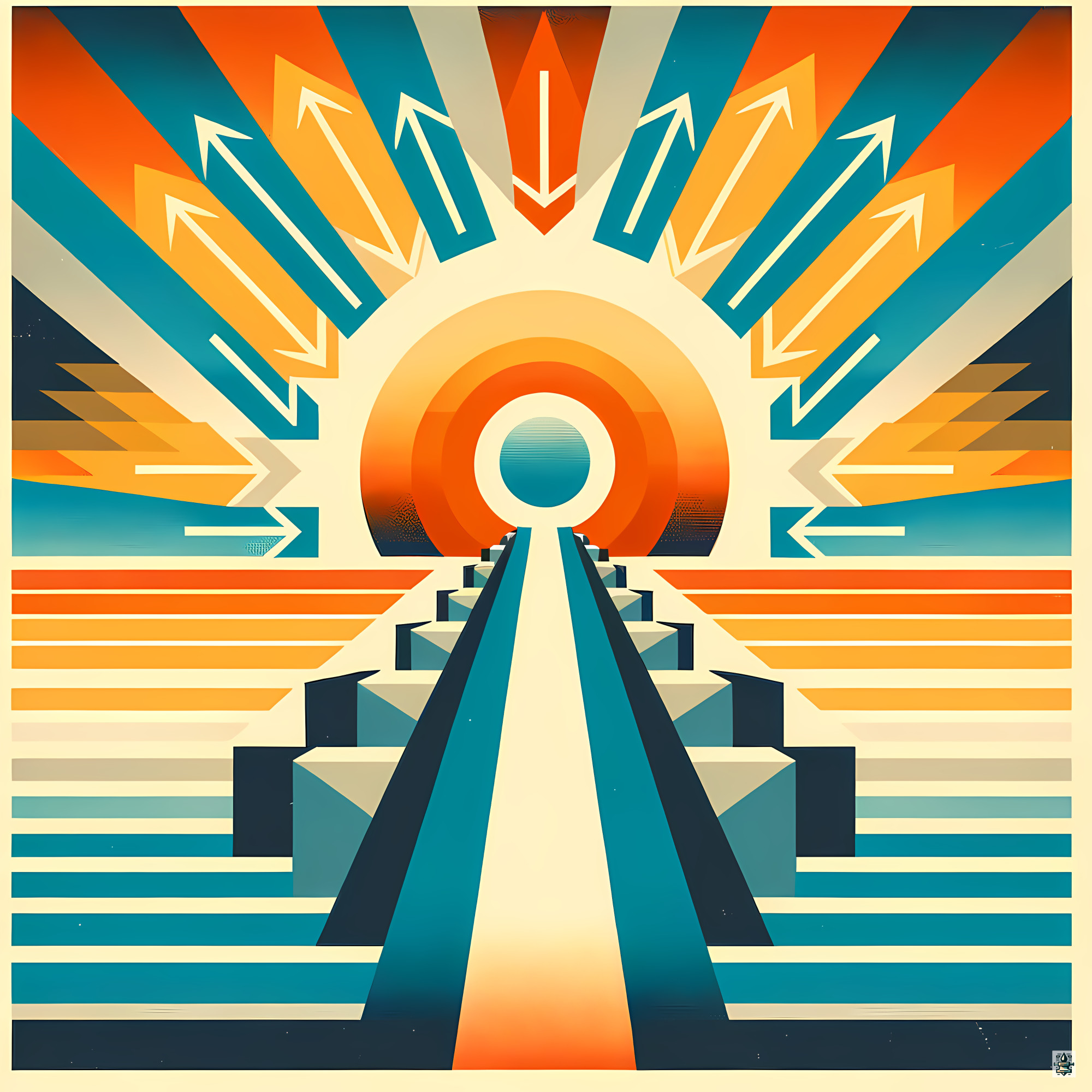 Geometric Arrow Sunburst Path