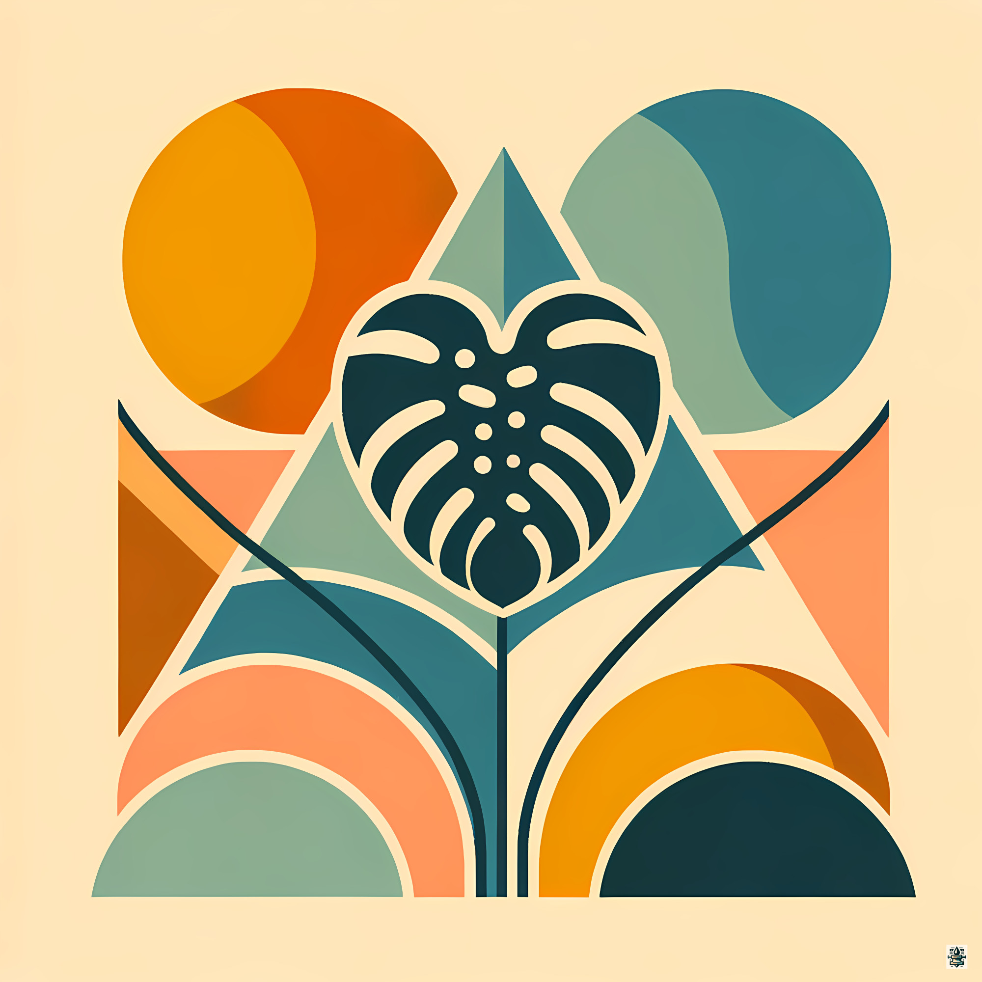 Geometric Monstera Leaf with Bold Botanical Shapes