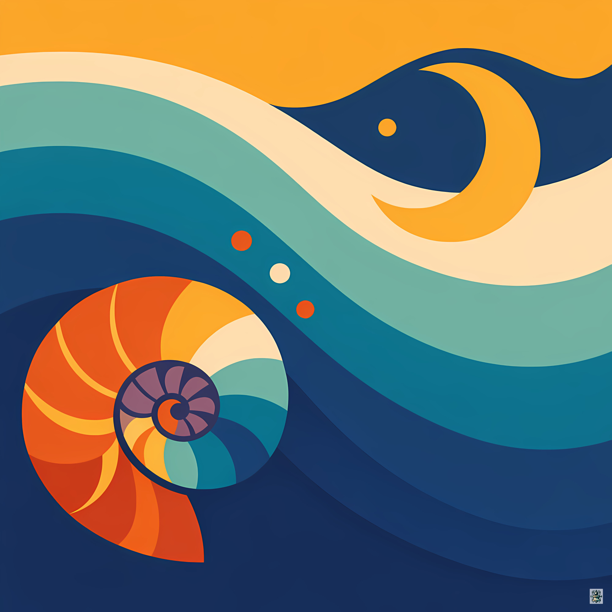 Nautilus Shell in Flowing Gradient Waves