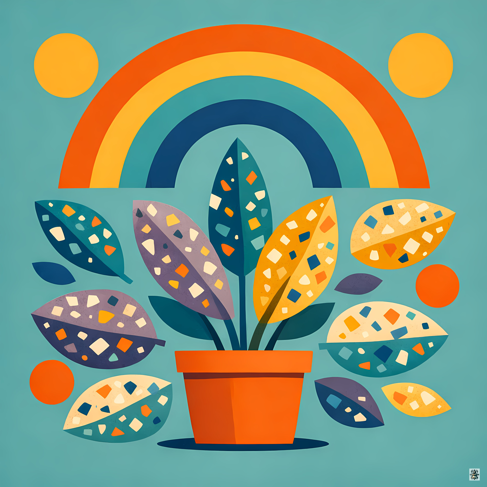 Terrazzo Potted Plant with Rainbow