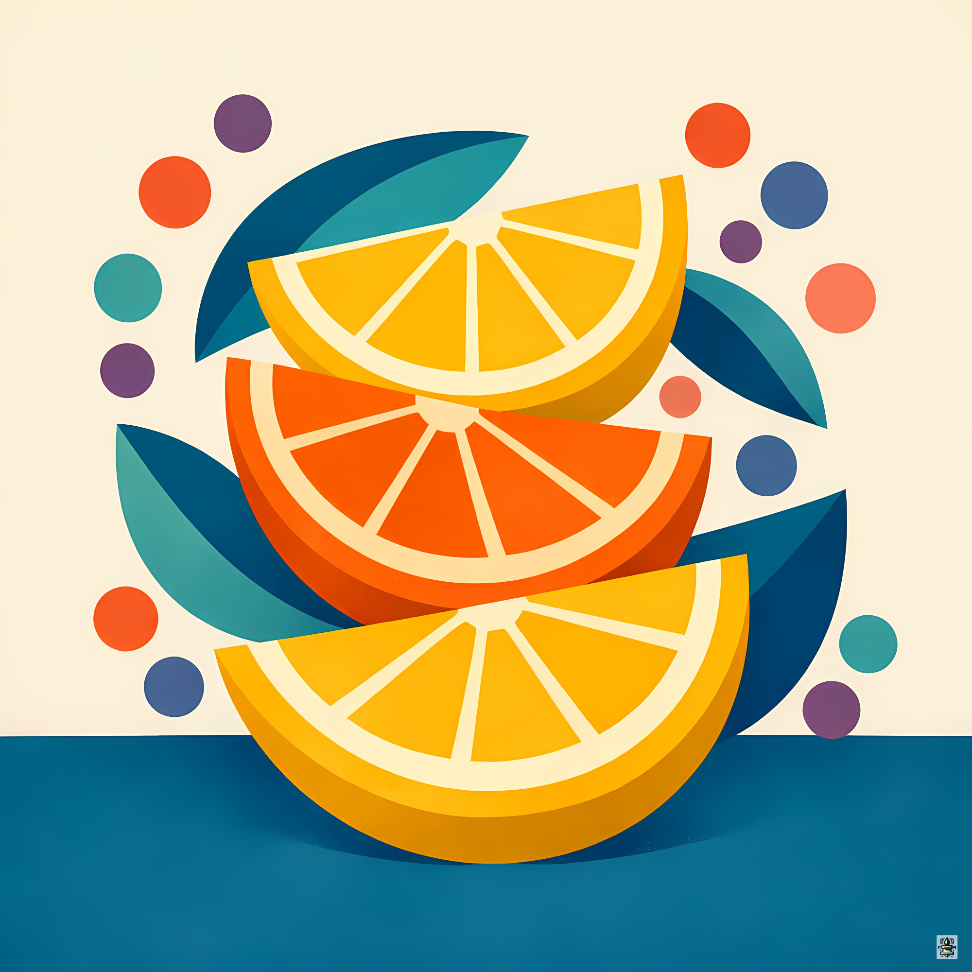 Stacked Citrus Slices with Leaves