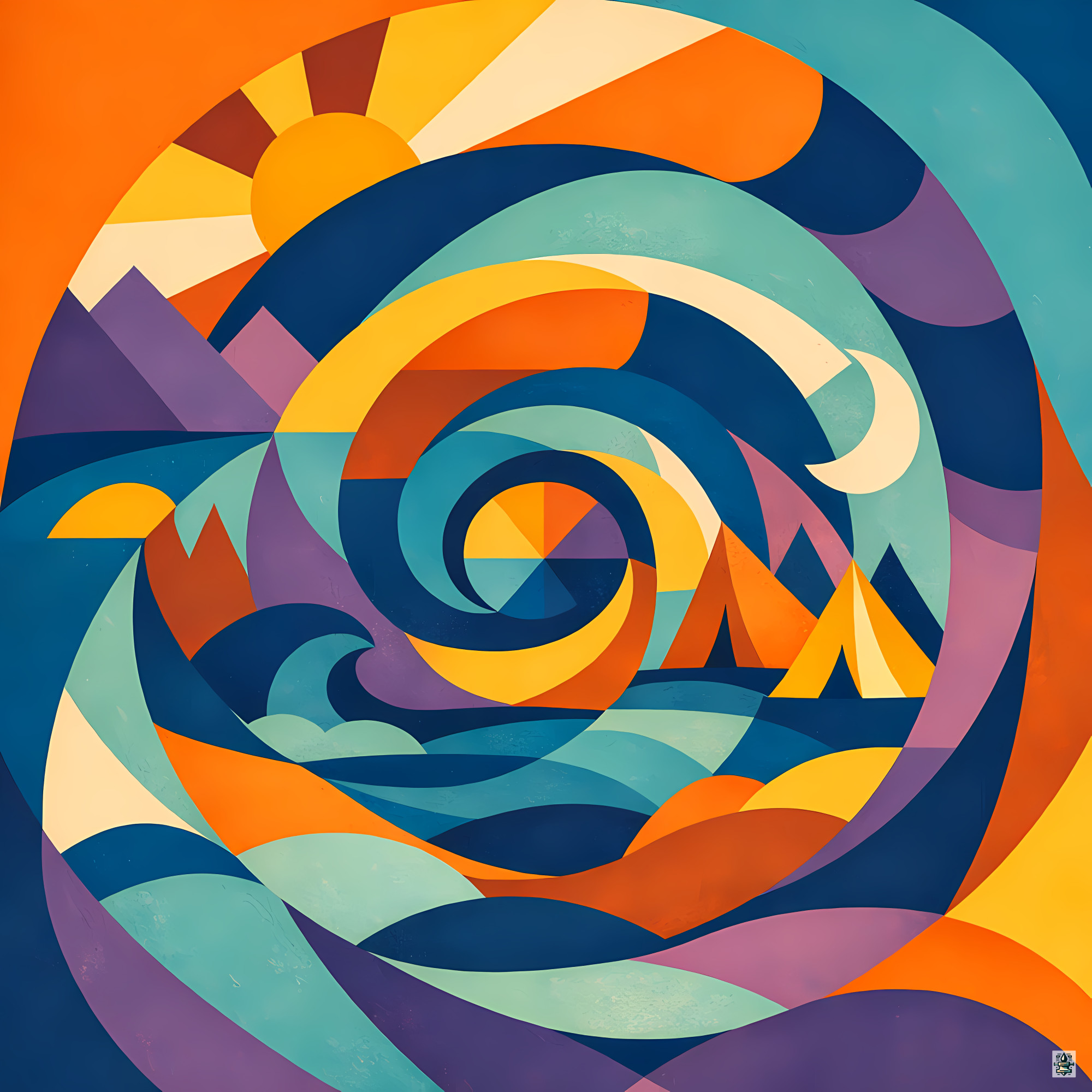 Spiral Festival Landscape with Sun and Moon