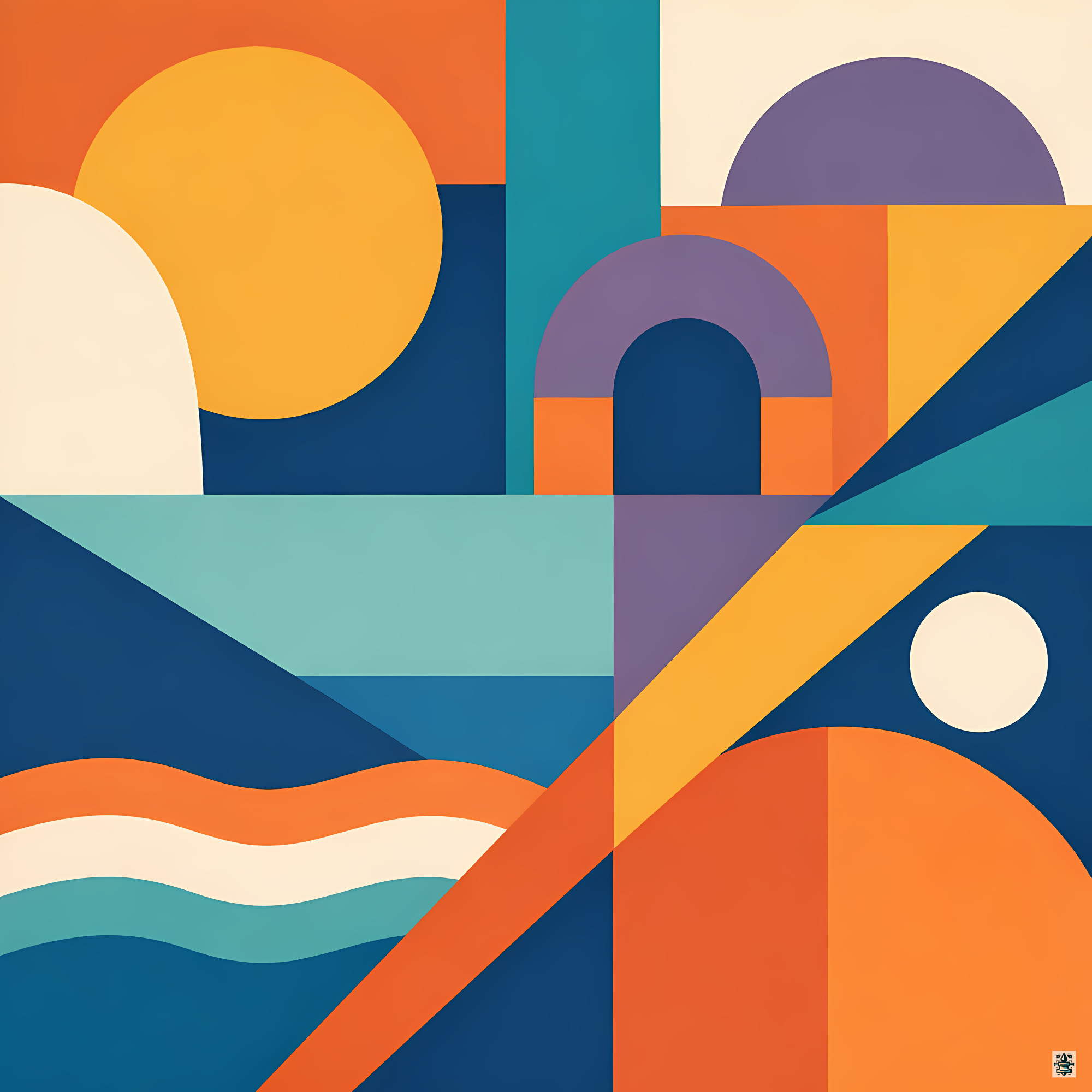 Colourful Geometric Landscape Pattern