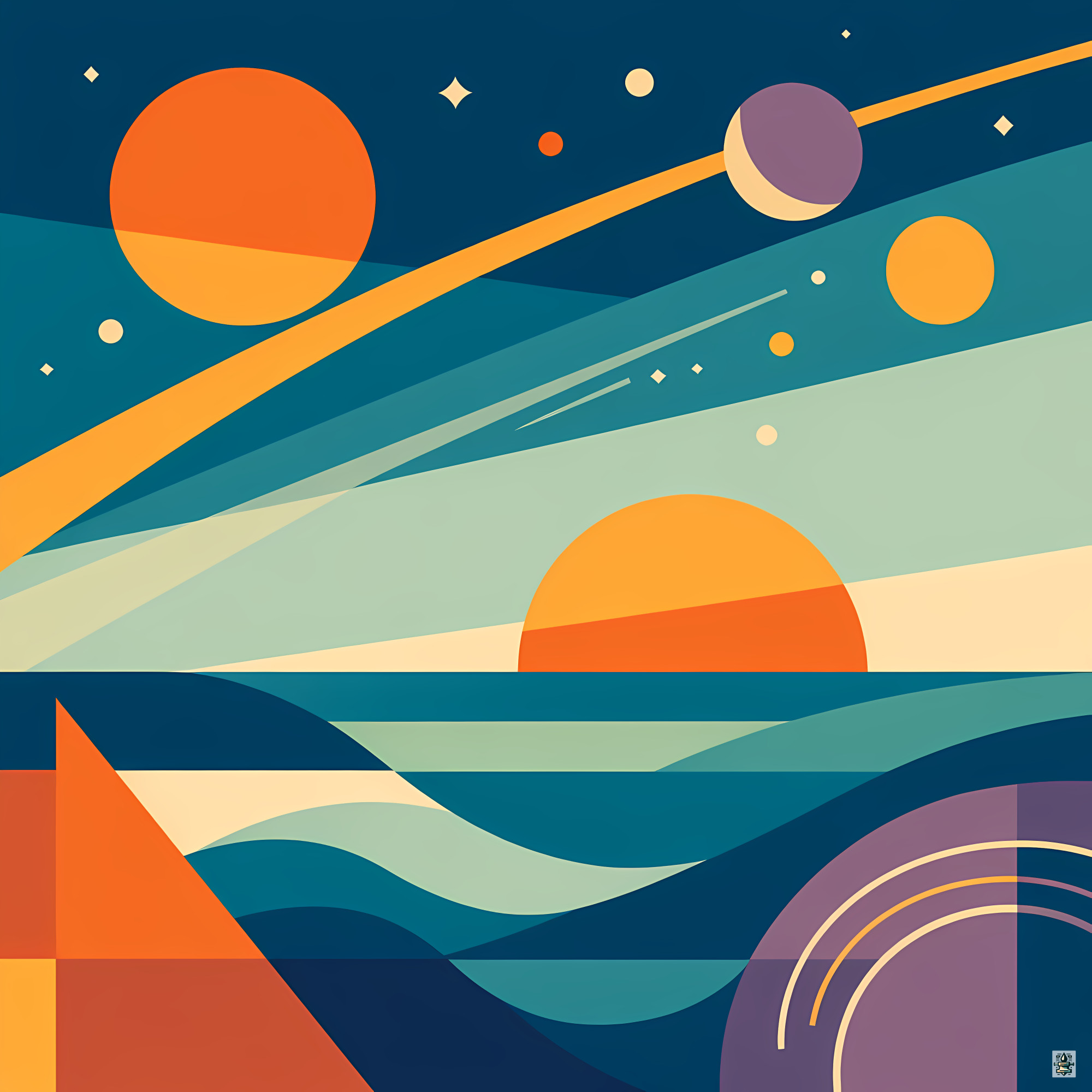 Geometric Cosmic Sky with Suns and Planets