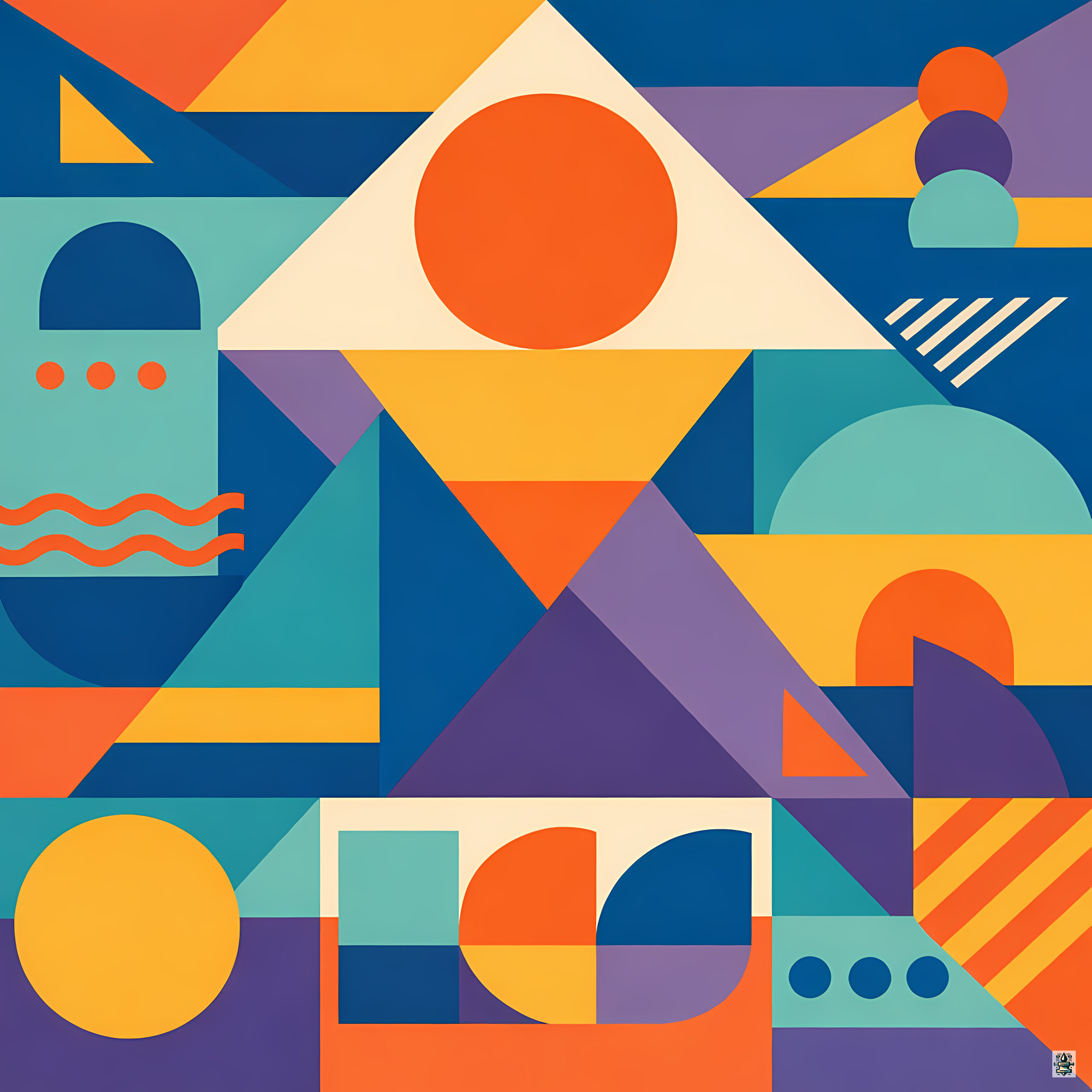 Colourful Memphis Geometric Shape Collage