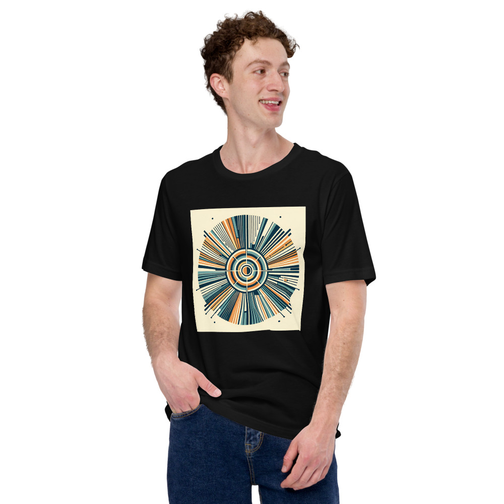 Retro Geometric Sunburst Circle in Teal and Orange