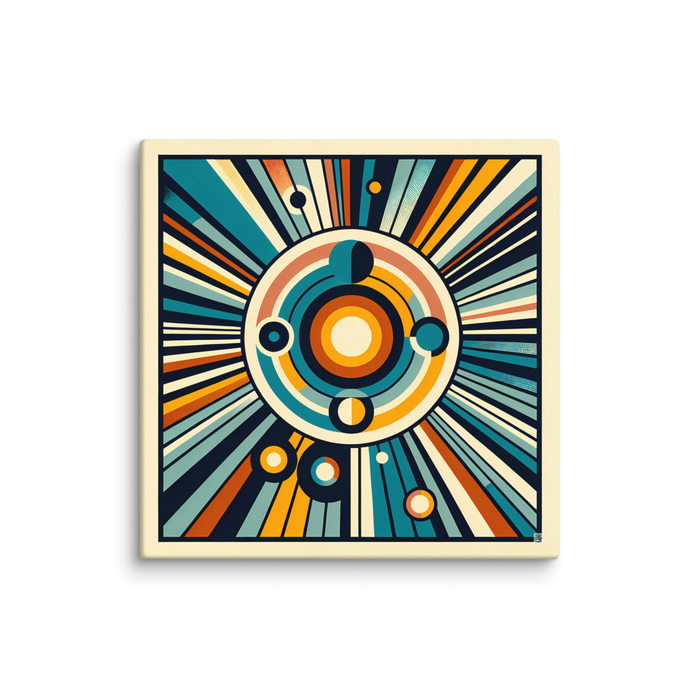 Retro Geometric Circles with Radiant Lines — Canvas Print