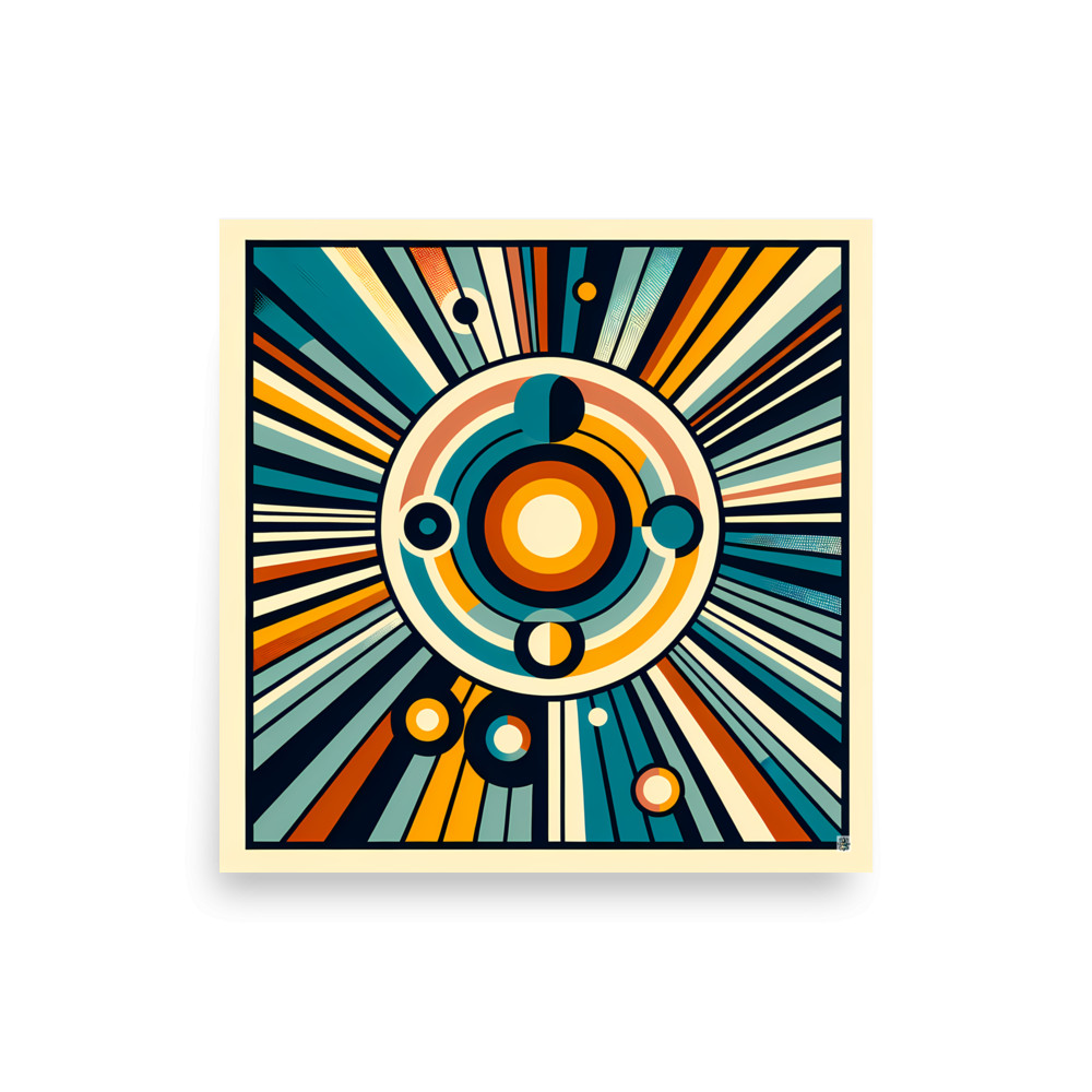 Retro Geometric Circles with Radiant Lines — Art Print