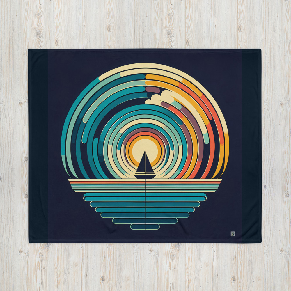Retro Sailboat Sunset Circles