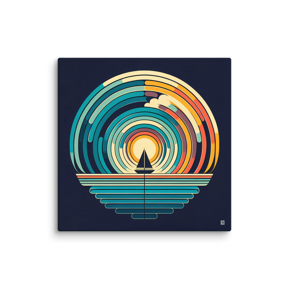 Retro Sailboat Sunset Circles