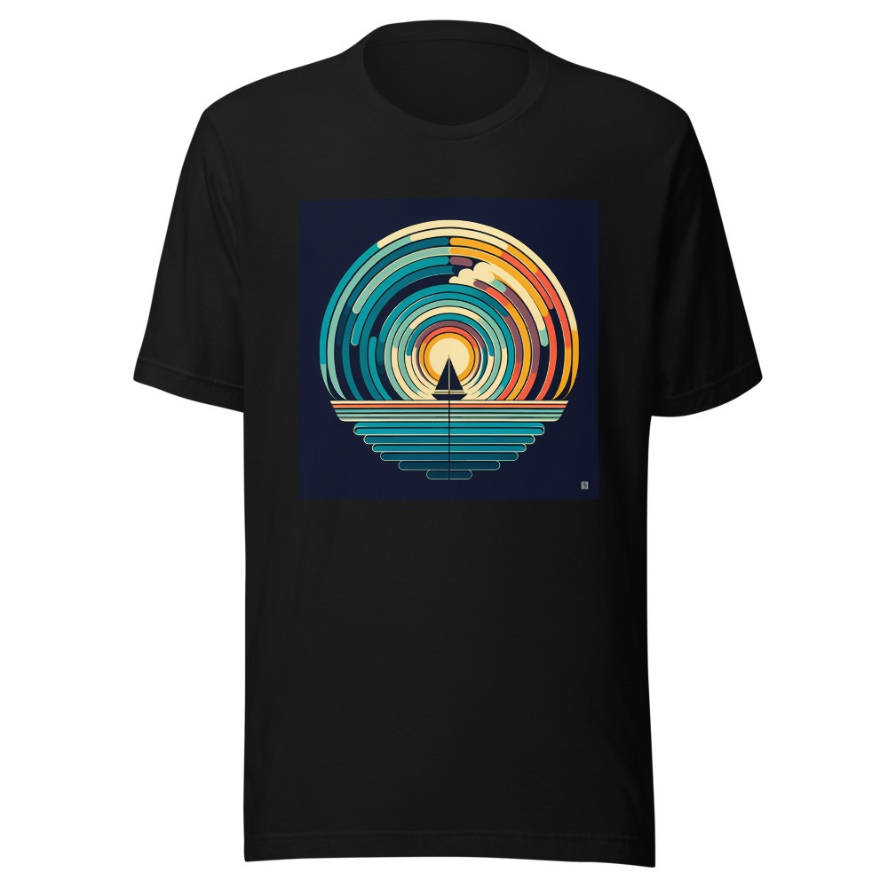 Retro Sailboat Sunset Circles
