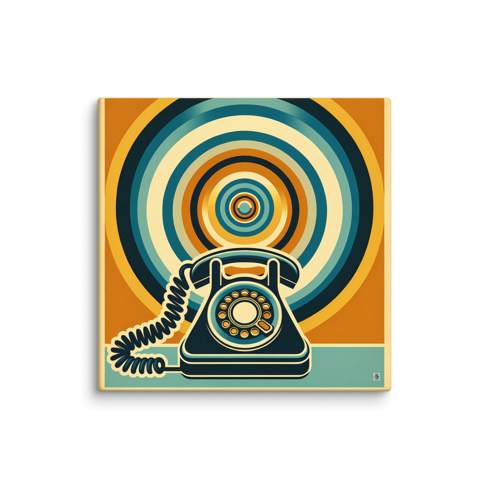 Retro Telephone with Vibrant Concentric Circles — Canvas Print