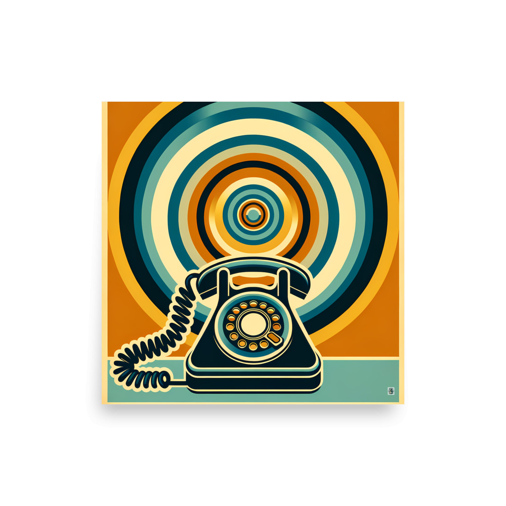 Retro Telephone with Vibrant Concentric Circles — Art Print