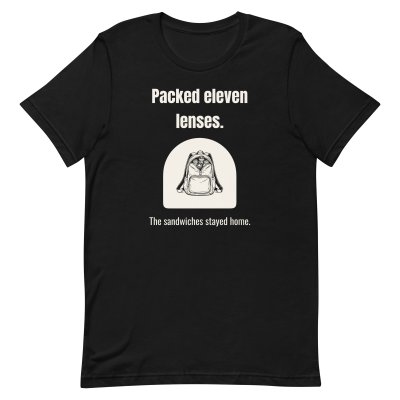 Packed eleven lenses. t-shirt