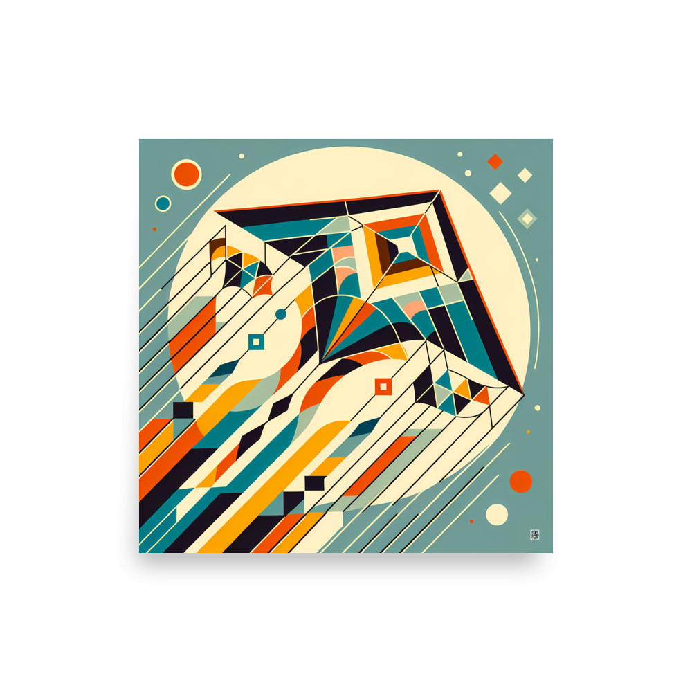 Retro Geometric Kite with Bold Colours — Art Print