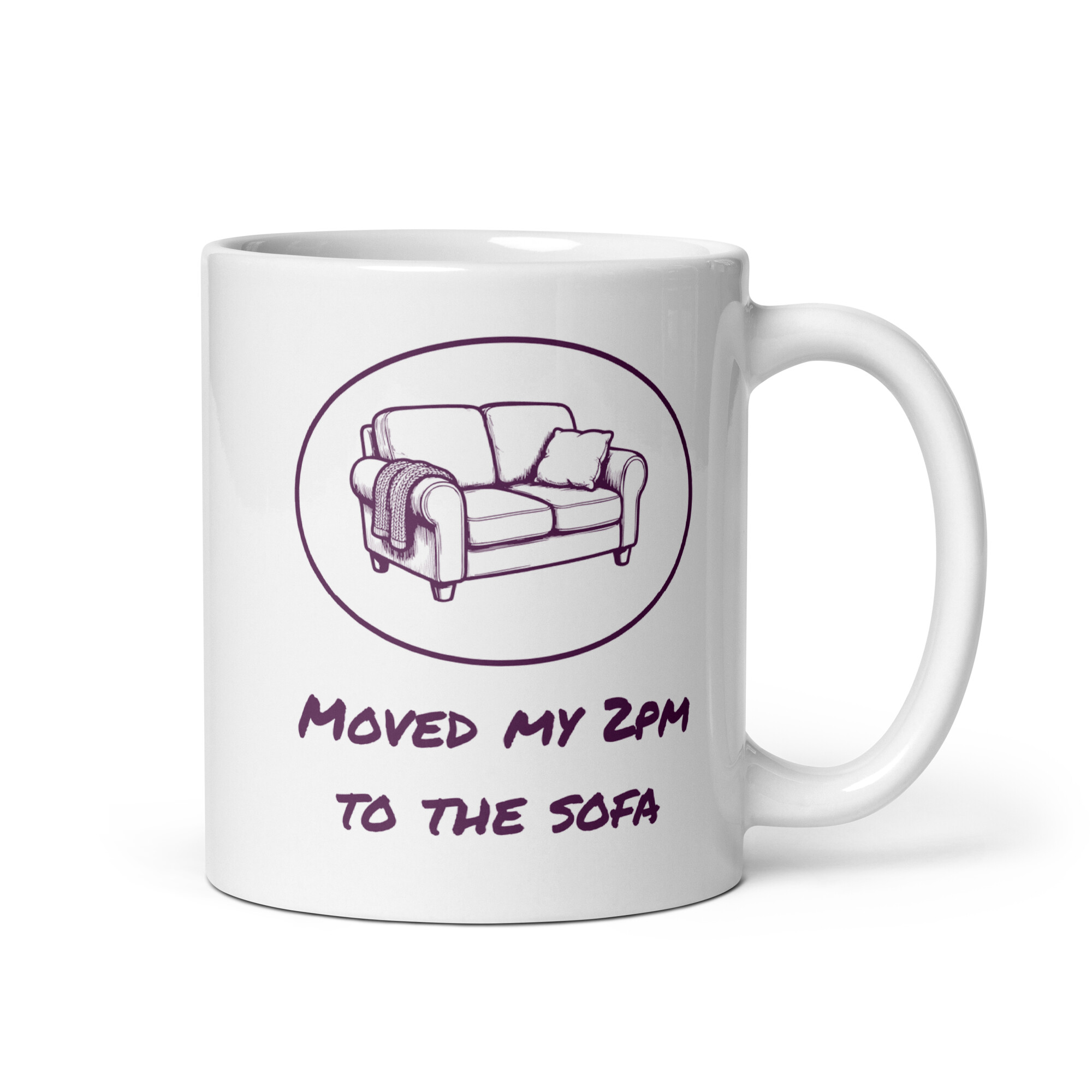 Two-Seater Sofa with Cushion and Knitted Throw, Retirement Gift Idea-Mug