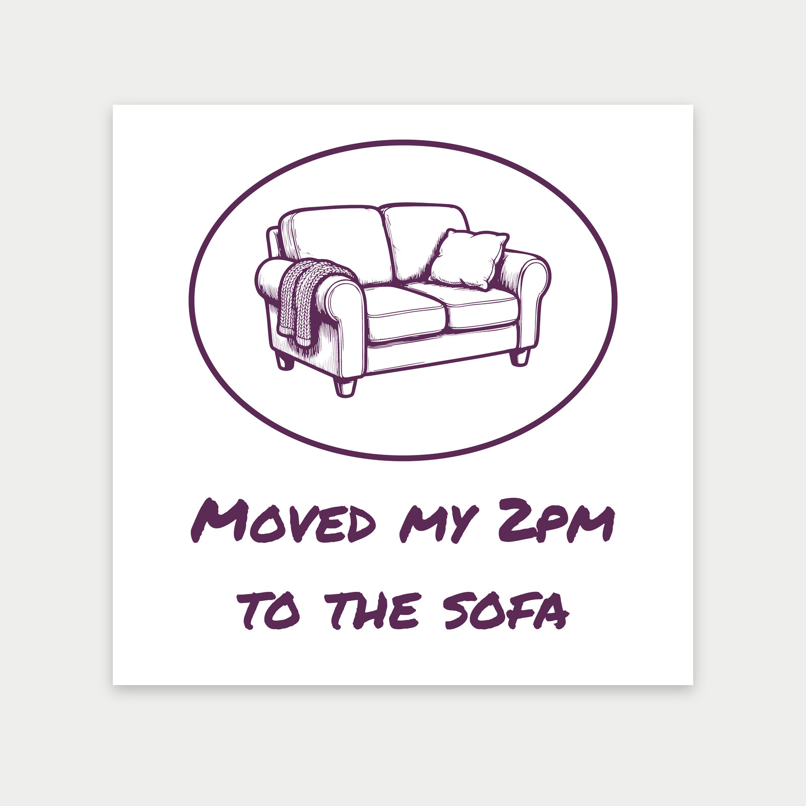 Two-Seater Sofa with Cushion and Knitted Throw, Retirement Gift Idea-Art Print