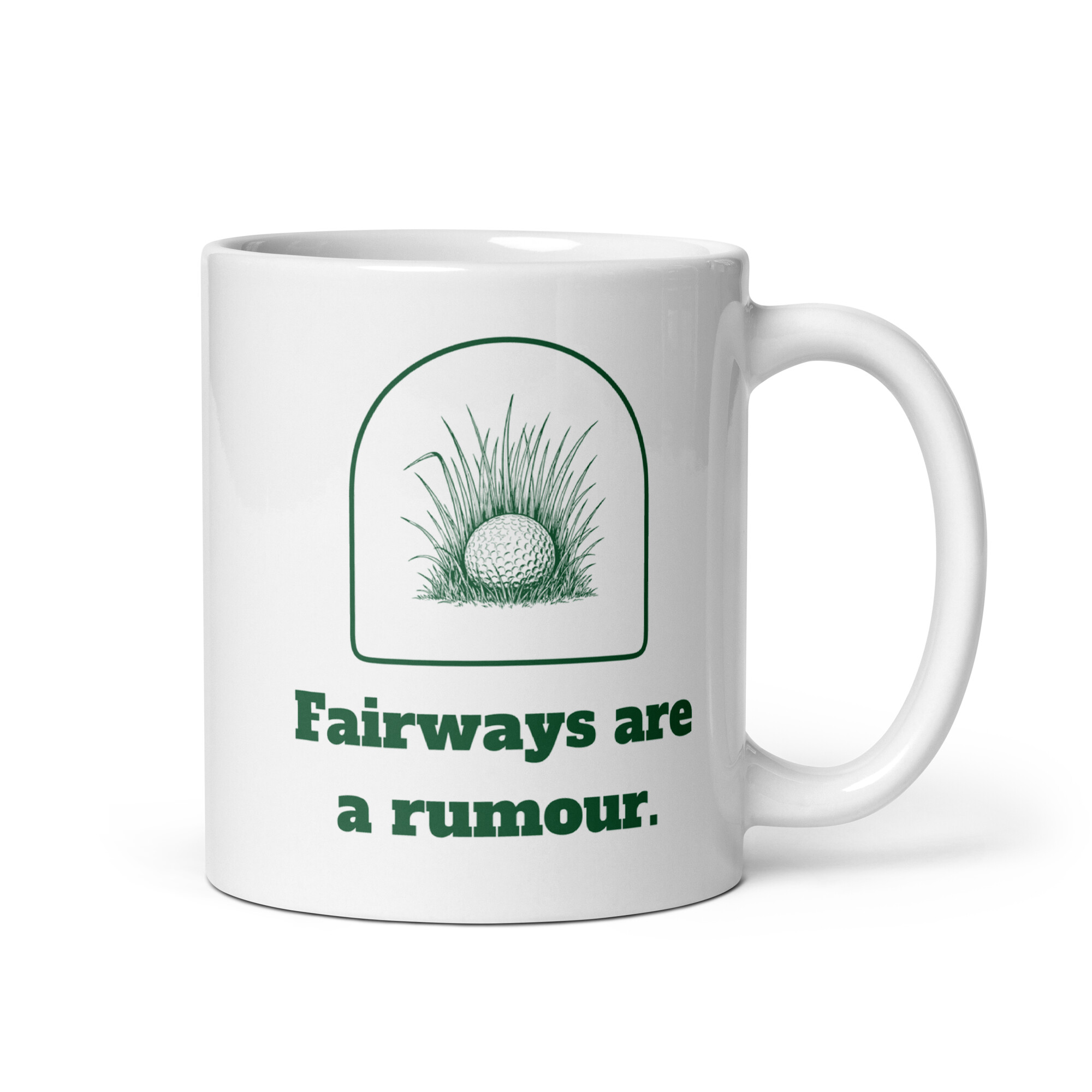 Golf Ball Nestled in Tall Rough Grass, Funny Gift for Golfers-Mug