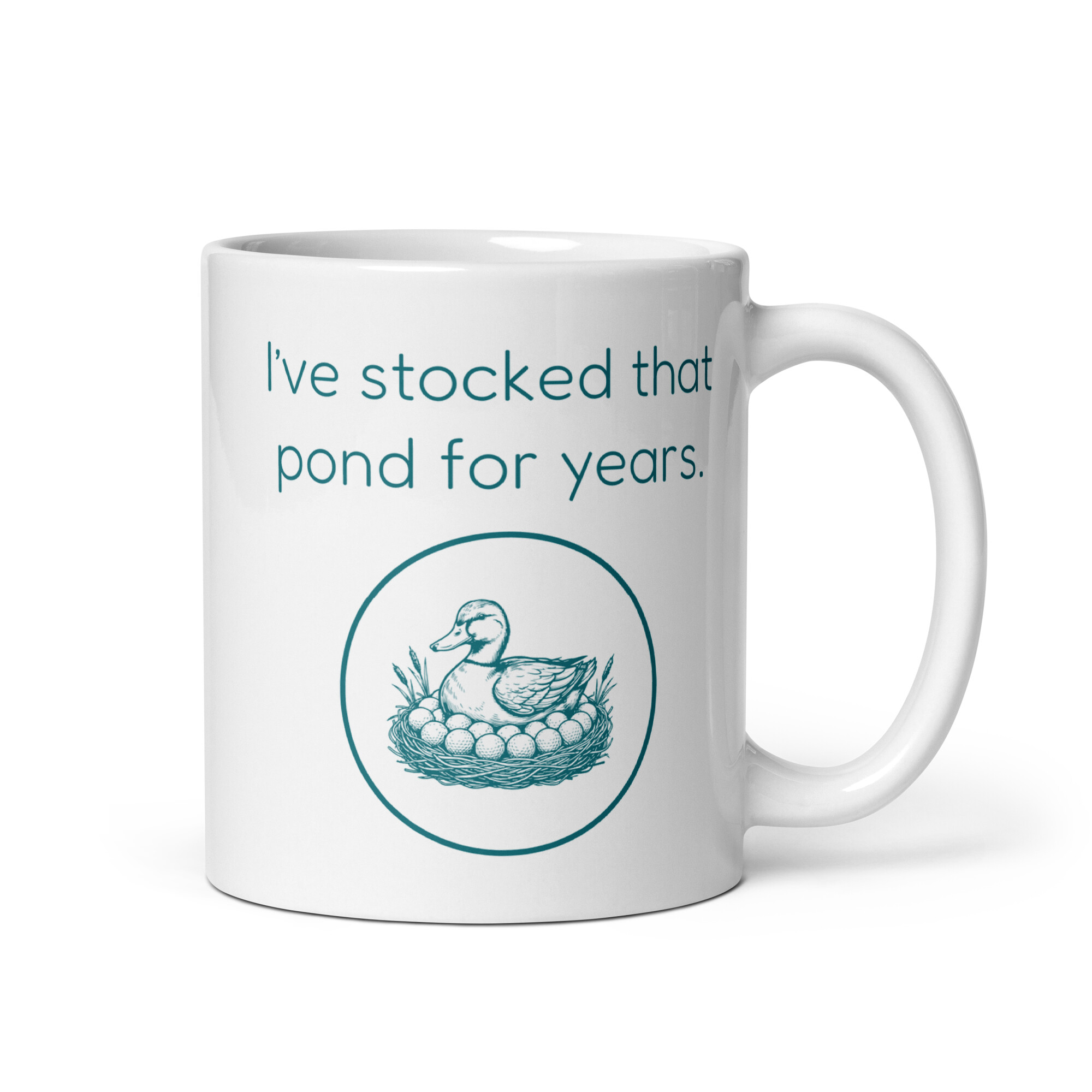 Duck Nesting on a Clutch of Golf Balls, Funny Golfer Gift-Mug