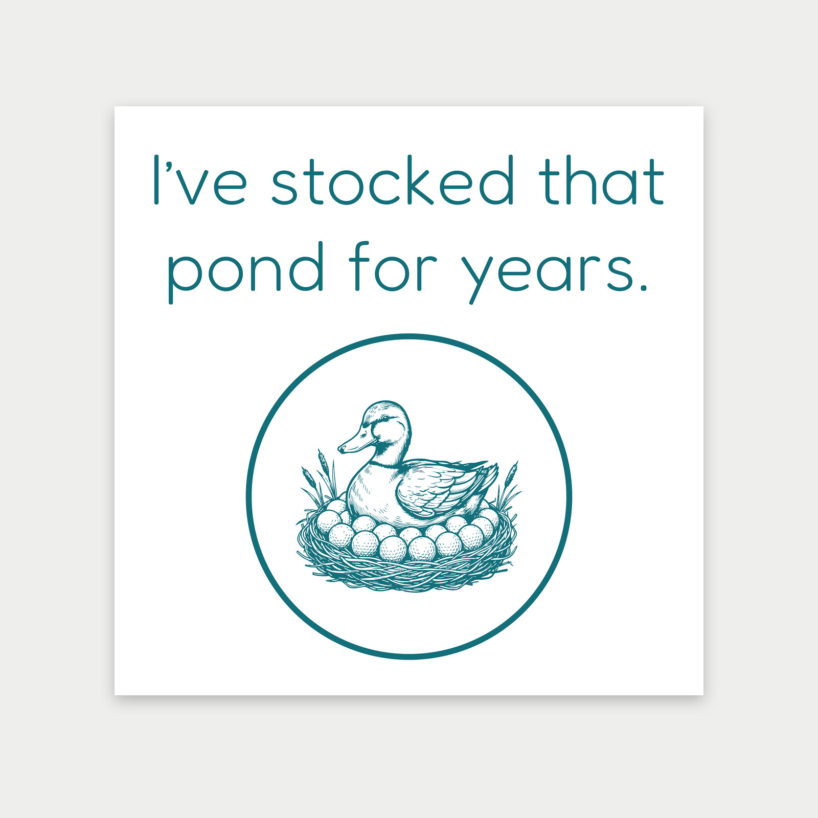 Duck Nesting on a Clutch of Golf Balls, Funny Golfer Gift-Art Print