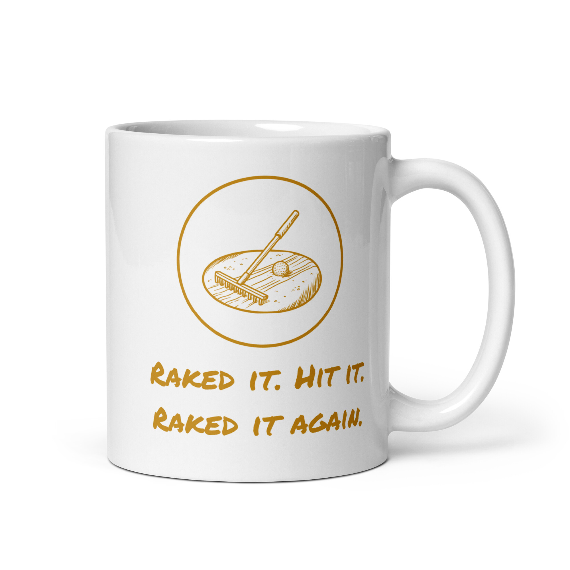 Bunker Rake and Golf Ball in a Sand Trap, Funny Gift for Golfers-Mug