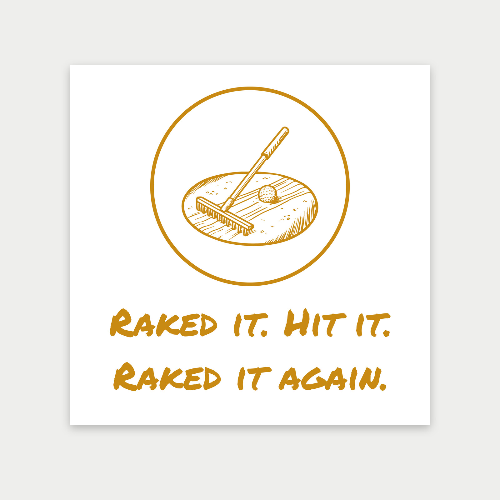 Bunker Rake and Golf Ball in a Sand Trap, Funny Gift for Golfers-Art Print