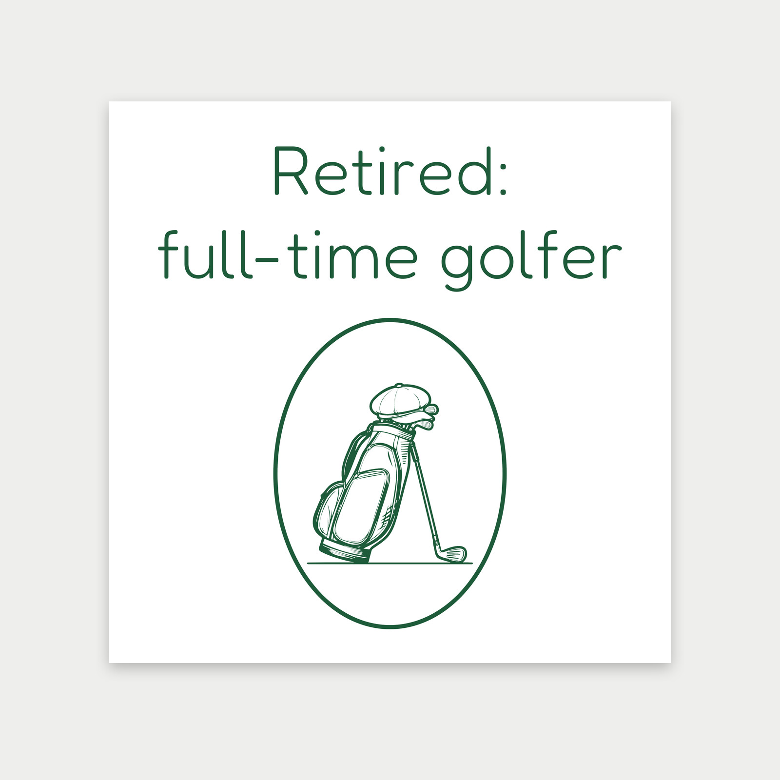 Golf Bag with Flat Cap and Iron, Retirement Gift for Golfers-Art Print