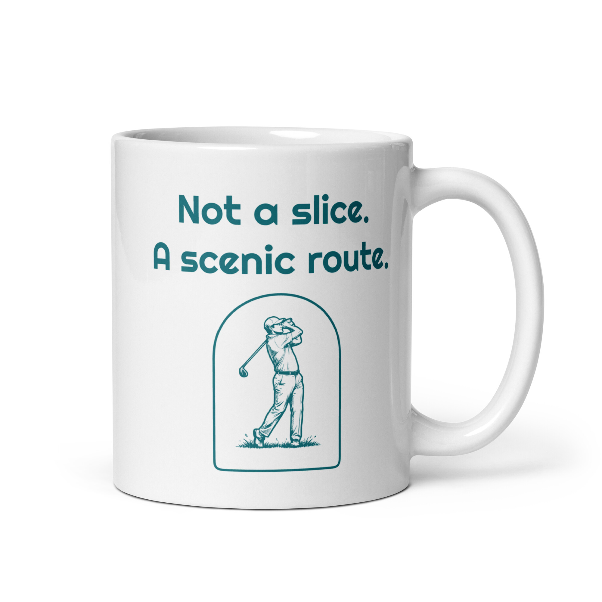 Golfer Finishing His Swing and Watching the Ball, Funny Golf Gift-Mug