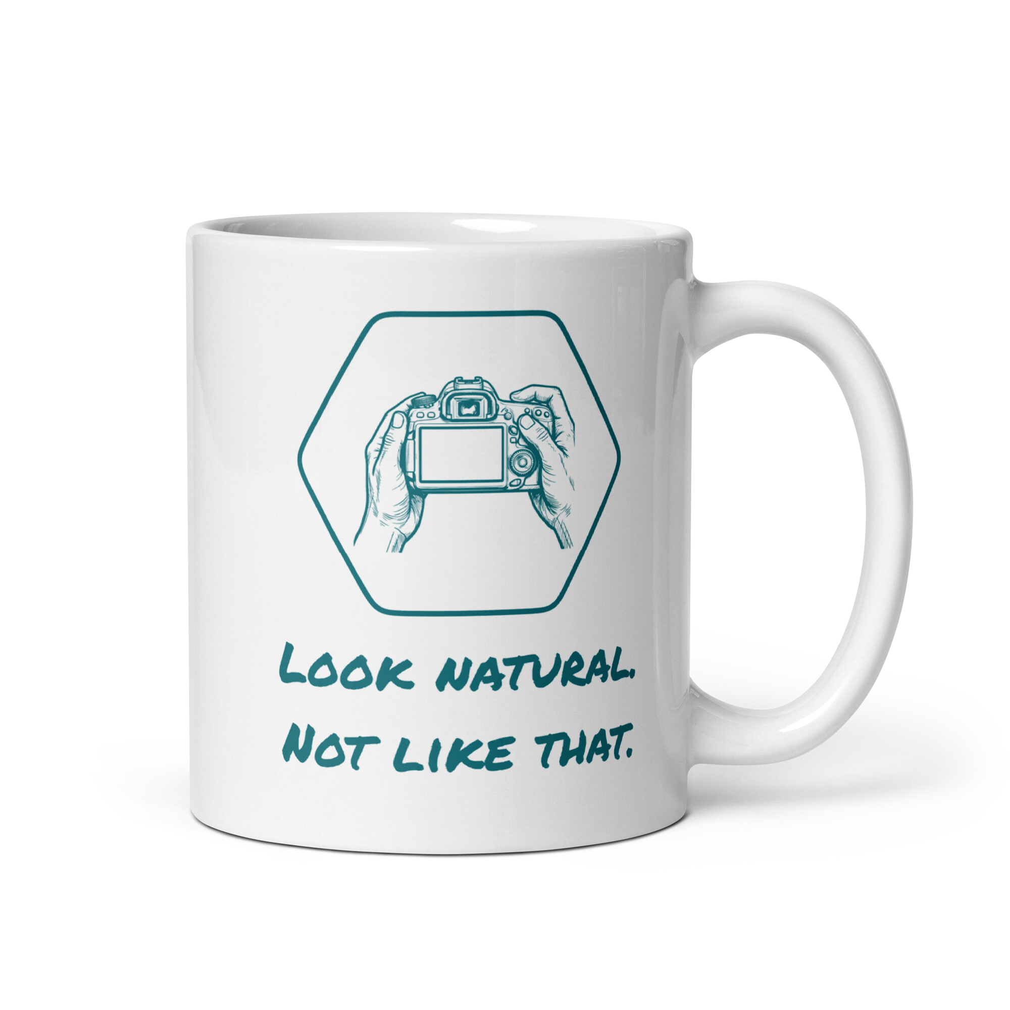 Hands Holding Up a Camera, Funny Portrait Photographer Gift Idea-Mug