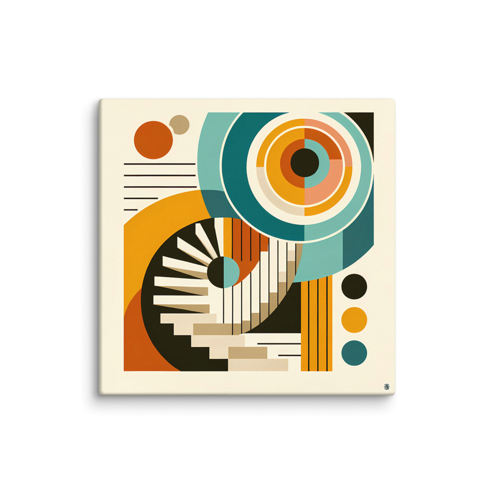 Geometric Circles and Staircase Abstract — Canvas Print