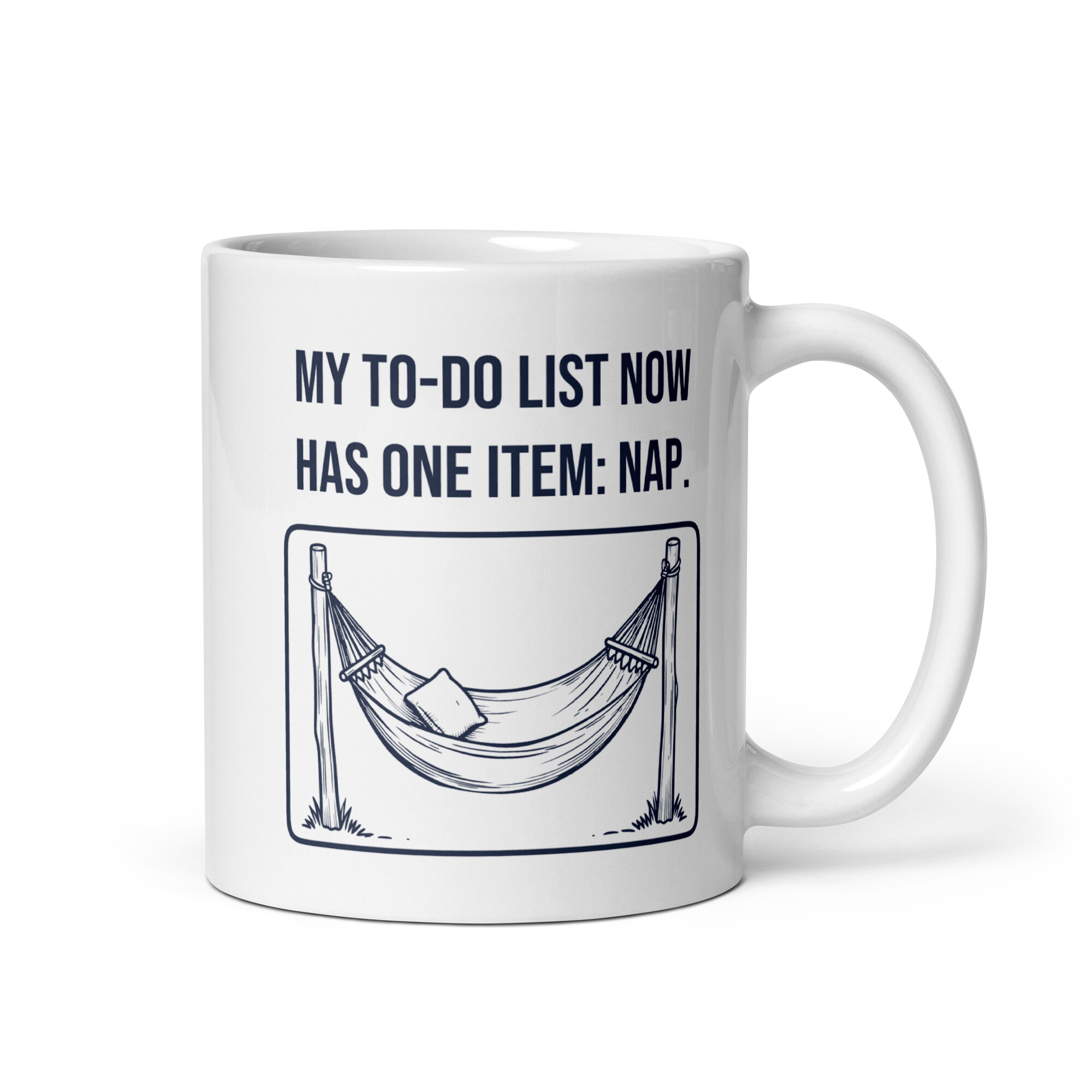 Empty Hammock with Cushion Between Posts, Funny Retirement Gift-Mug