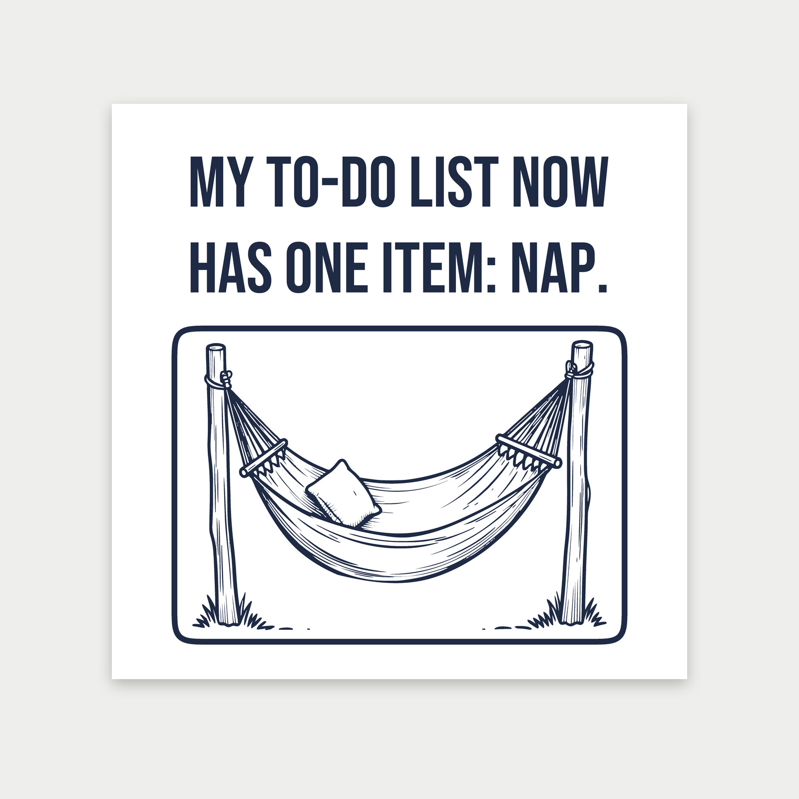 Empty Hammock with Cushion Between Posts, Funny Retirement Gift-Art Print
