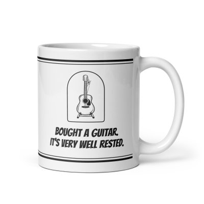 Bought a guitar. It’s very well rested. mug