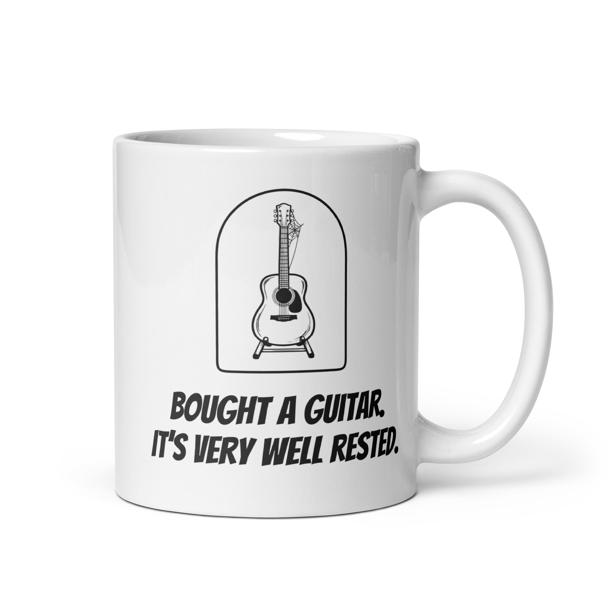 Acoustic Guitar on a Stand with Cobweb, Funny Gift for New Retirees-Mug