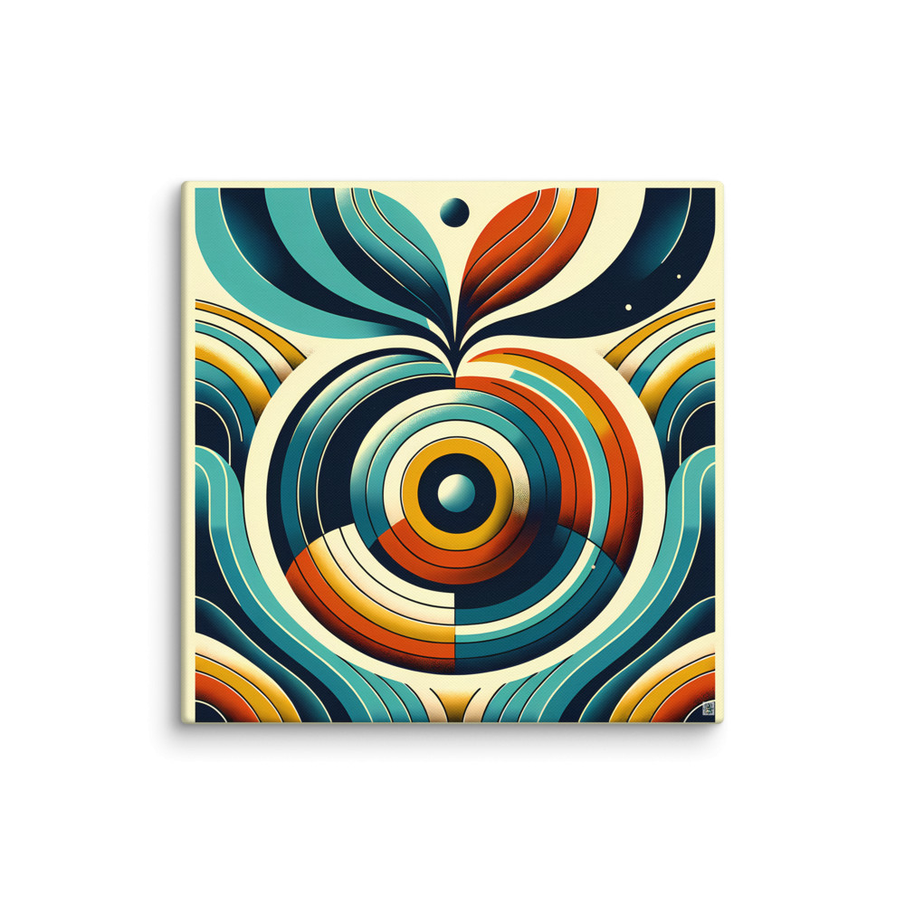 Retro Geometric Abstract in Teal and Orange — Canvas Print