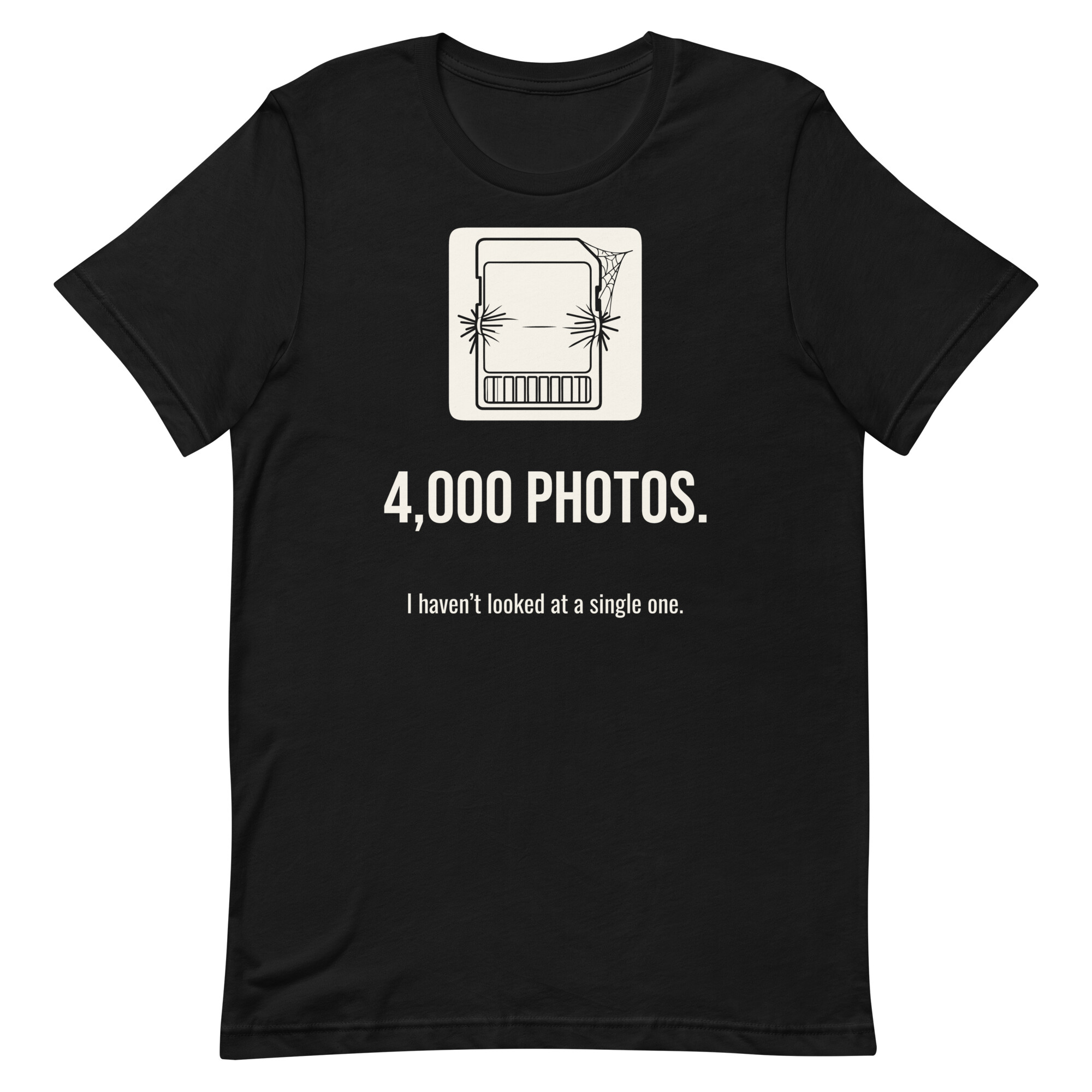 Bulging SD Card With Cobwebs, Funny Photography Gift for Snappers - T-Shirt
