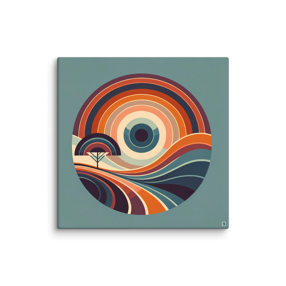 Retro Geometric Sunset Landscape — Canvas Print