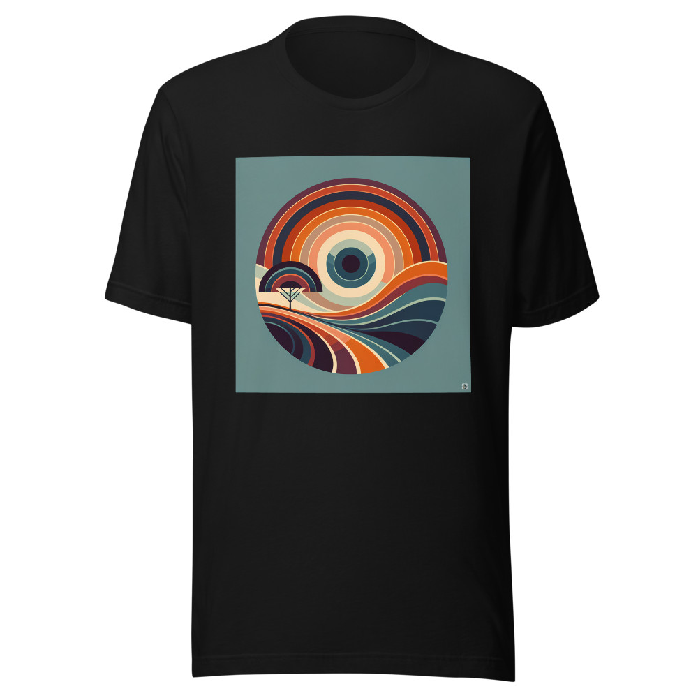 Retro Geometric Sunset Landscape
