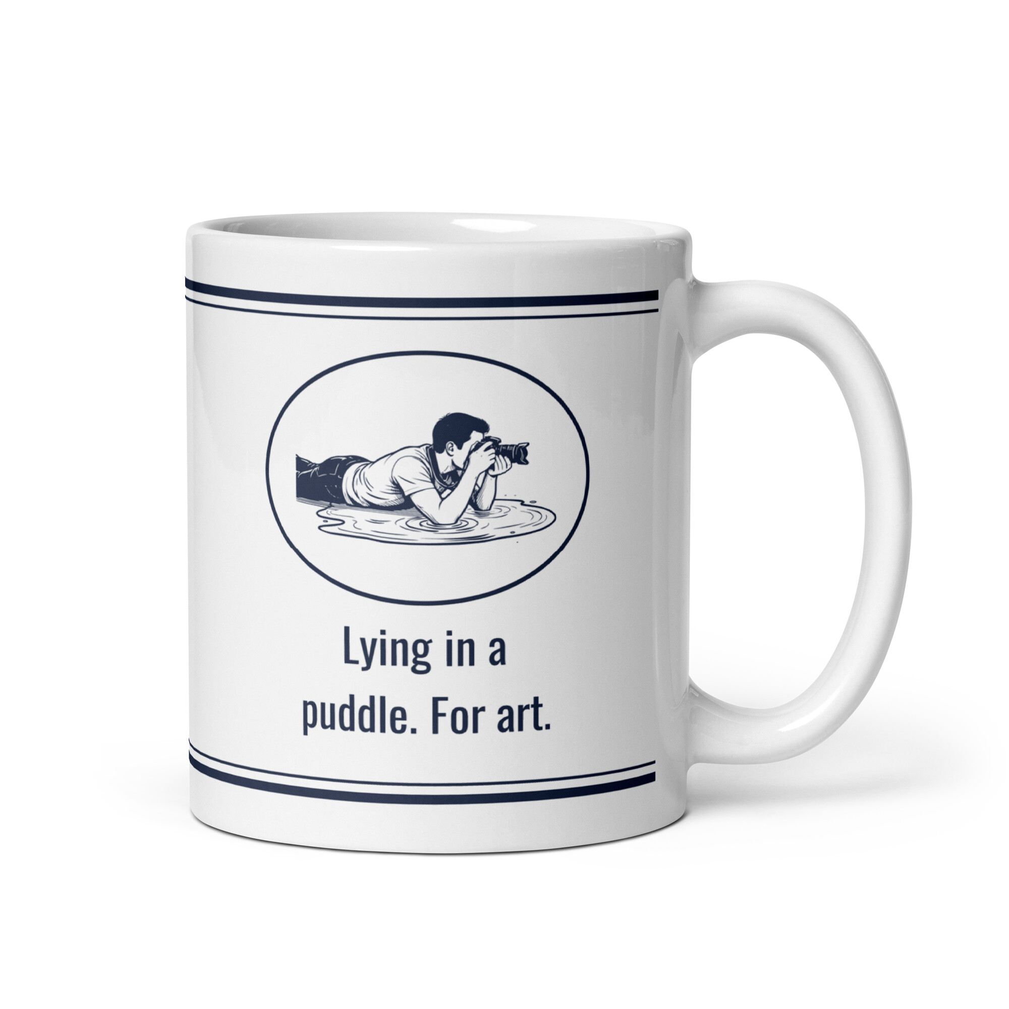 Photographer Lying in a Puddle, Funny Gift for Photography Fans - Mug