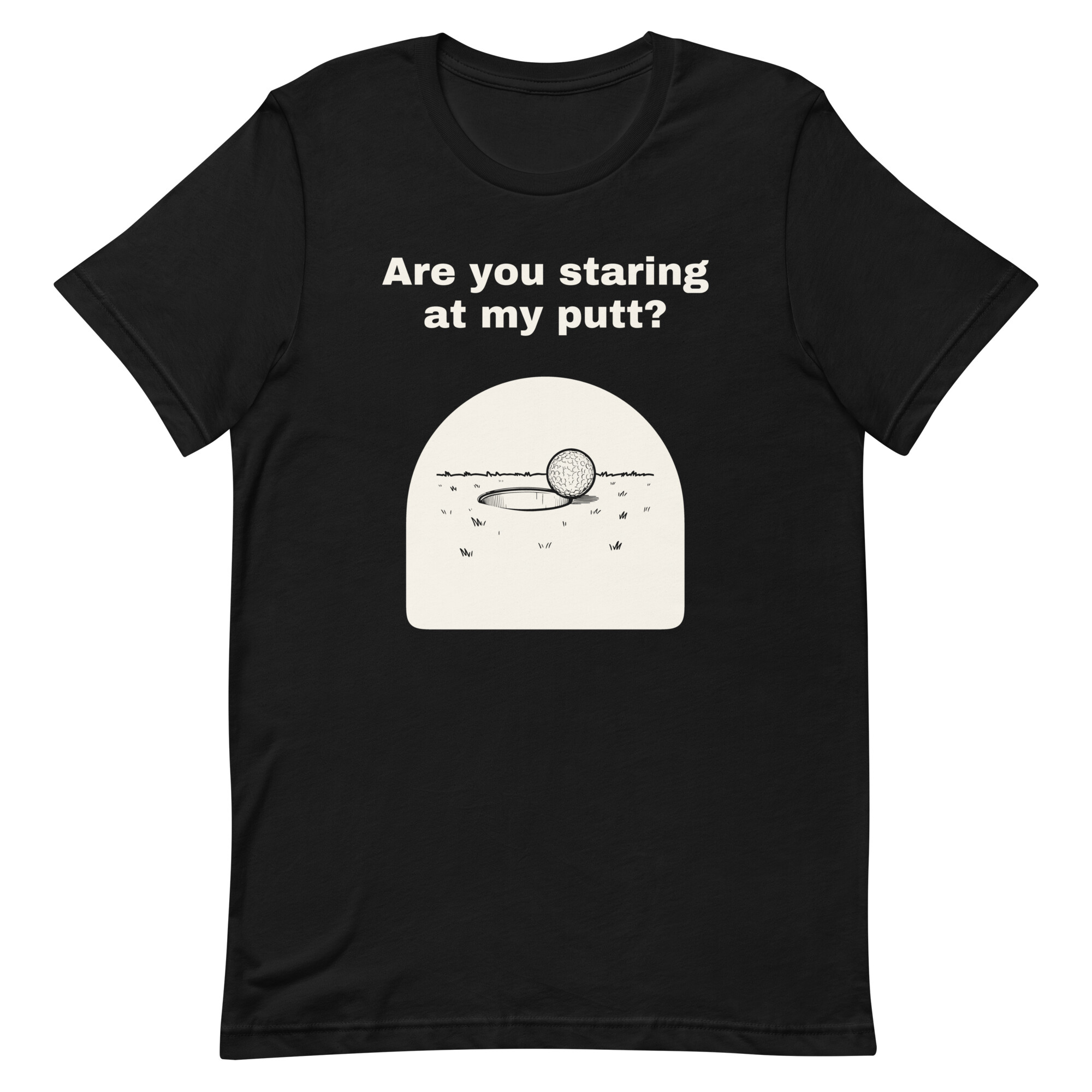 Golf Ball Teetering on the Edge of the Hole, Funny Gift for Golfers - T-Shirt
