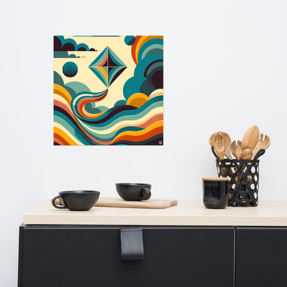 Geometric Kite Over Retro Waves