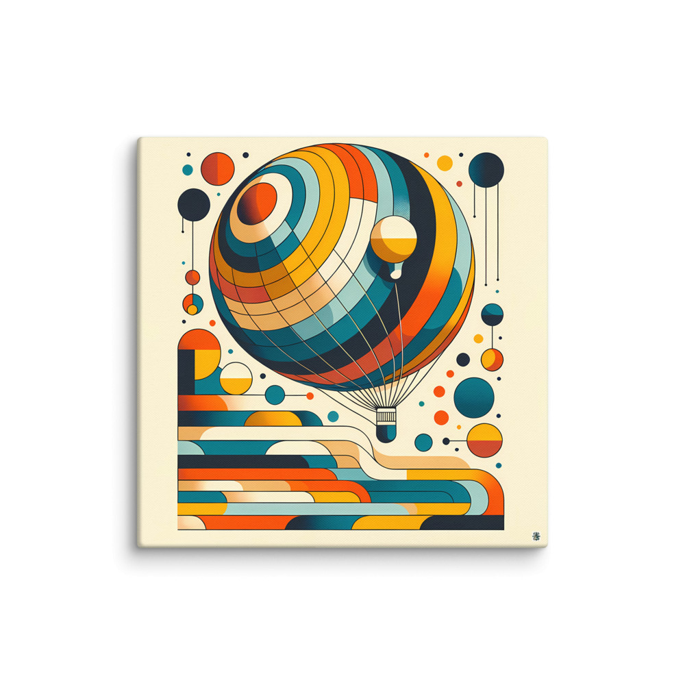 Geometric Hot Air Balloon in Retro Colour Blocks — Canvas Print