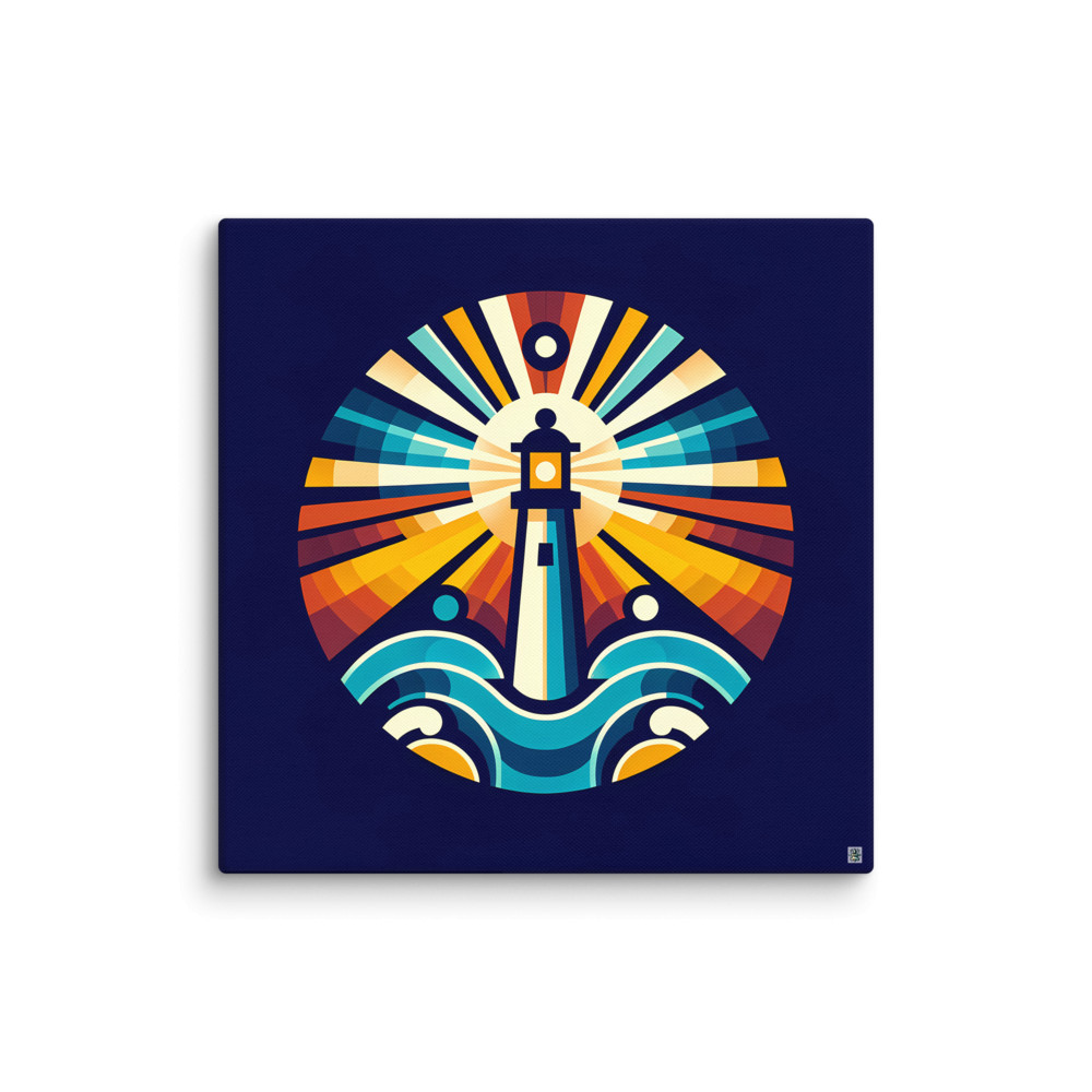 Geometric Lighthouse Sunburst — Canvas Print