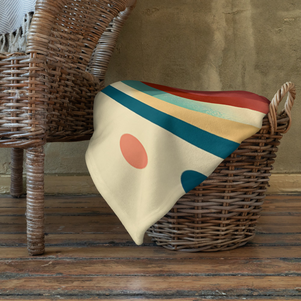 Retro Geometric Tree with Sun and Planet Orbs